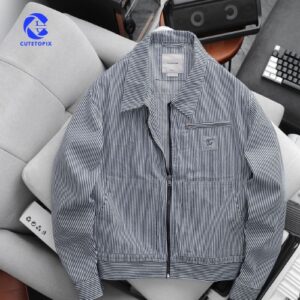 ICONDENIM Striped Utility Denim Jacket for Men